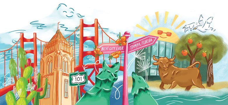 Illustration of San Franciso, CA and Tampa, FL