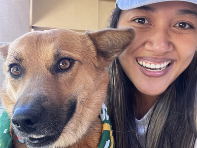 Matilda Tavares and her dog Iggy