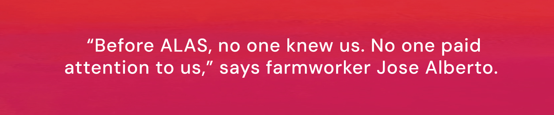 Before ALAS, no one knew us. No one paid attention to us," says farmworker Jose Alberto.