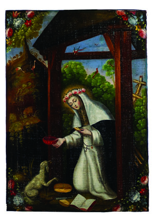 St. Rosa and Dog, Oil on canvas, Cuzco School