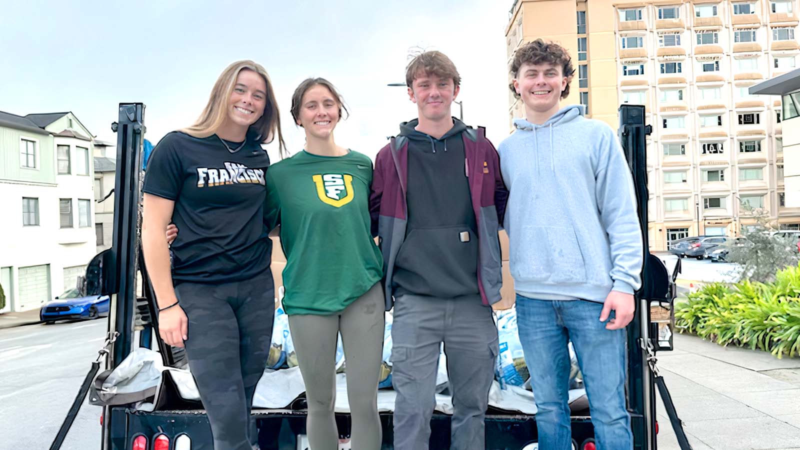 students loading the truck for the thanksgiving turkey drive