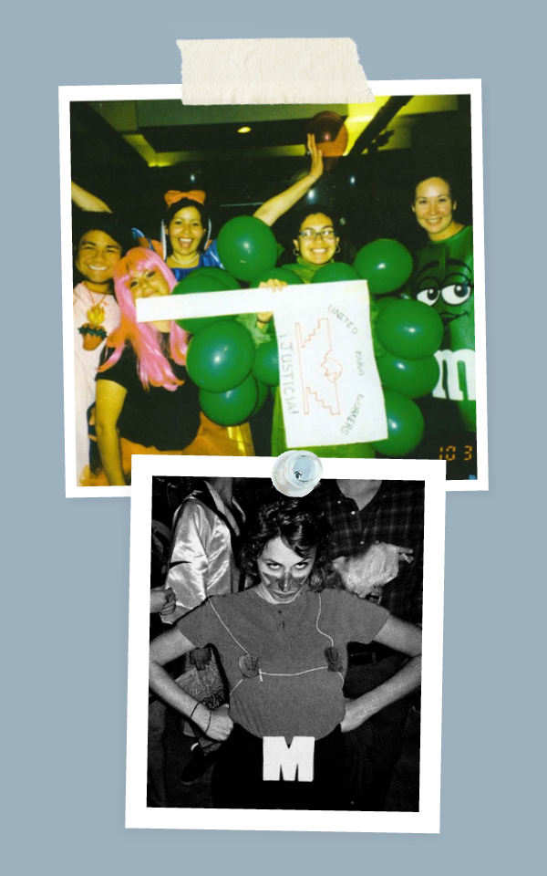 students celebrating halloween