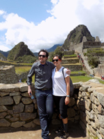 People posing in front of Machu Picchu, Peru