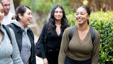students walking outside