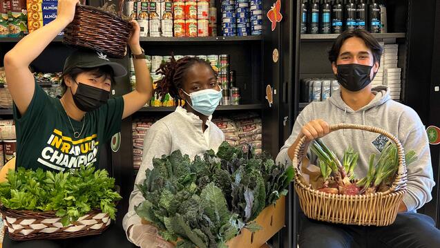 Students at the food pantry