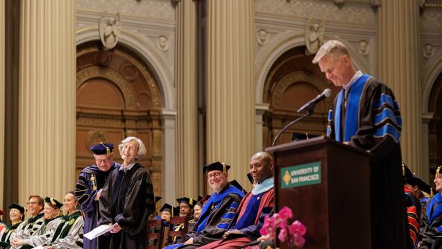 Read the story: Ann Zwicker Kerr Joined by Her Son, Coach Steve Kerr, at USF Commencement
