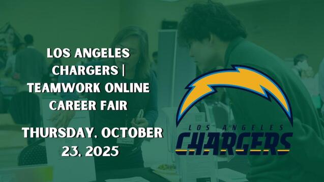 Read event details: USF Sport Management at Los Angeles Chargers TeamWork Online Career Fair