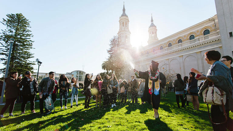 Students at the Fall 2017 USF Commencement