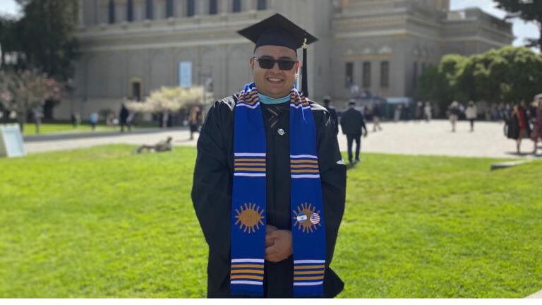 Daniel Molina '20 stands in front of St. Ignatius Church