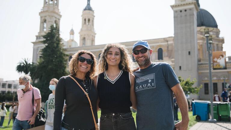 First-year student and parents on move-in day