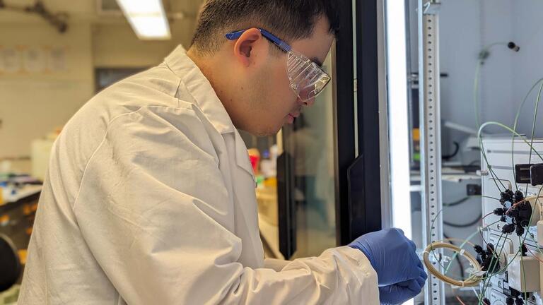 Student working in a lab