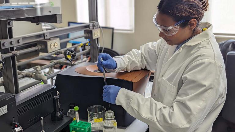 Student working in a lab