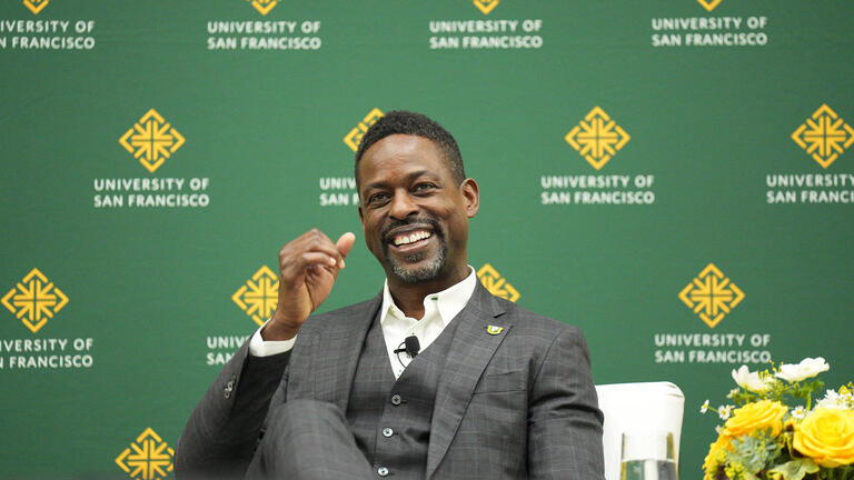 Sterling K. Brown speaking at USF.