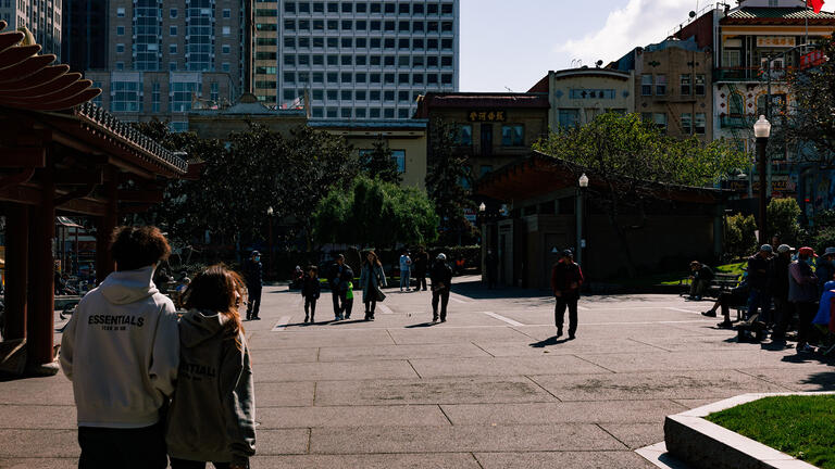 People walking around San Francisco