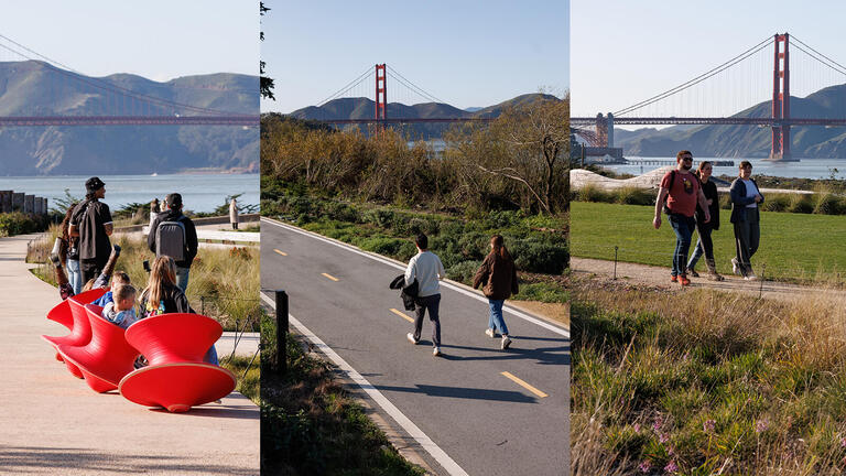 People enjoying the view of the Golden Gate Bridge