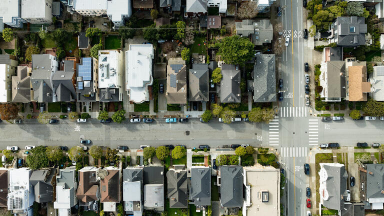 Aerial view of San Francisco homes