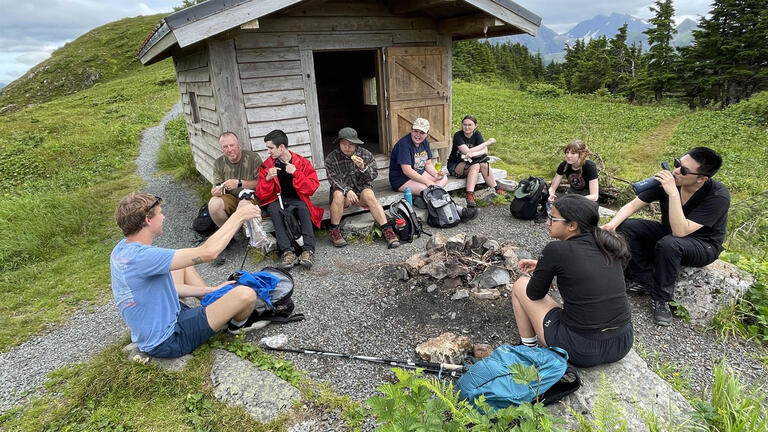 Group of students on hike in Salzburg, Austria