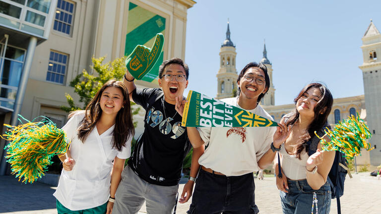 Students celebrating on campus.