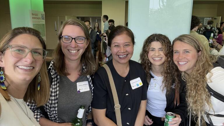 students and faculty at GeoAI event