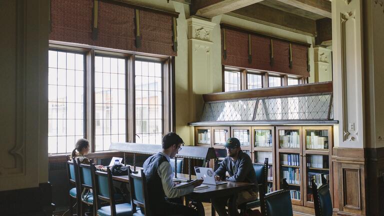 Students study in Del Santo Reading Room