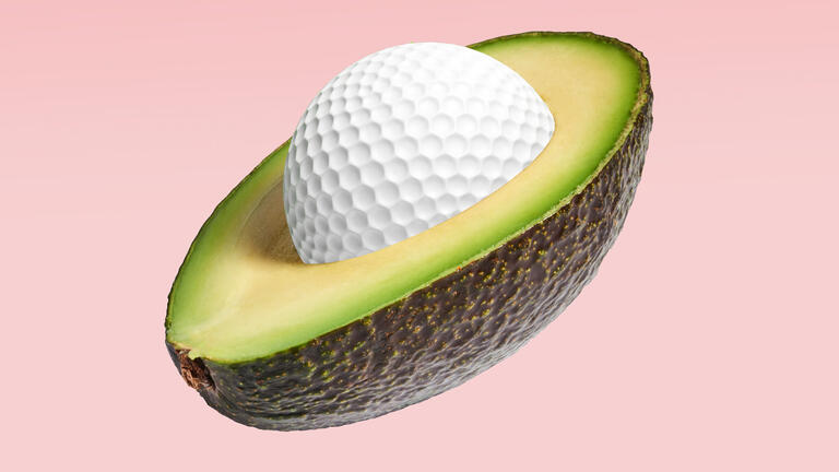 Avocado with a golf ball as the seed