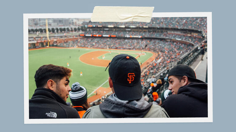 students at an SF Giants game