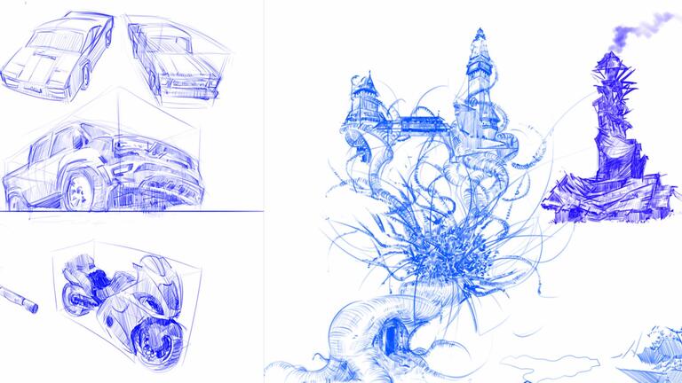 Perspective studies by architecture student Bruce Dowd