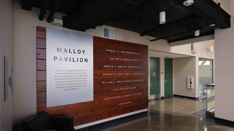 Malloy Pavilion Sign inside building