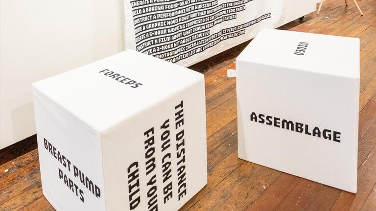 Liat Berdugo, Motherhood Art Assignment Generator, 2024, Custom shower curtain, custom plush dice set