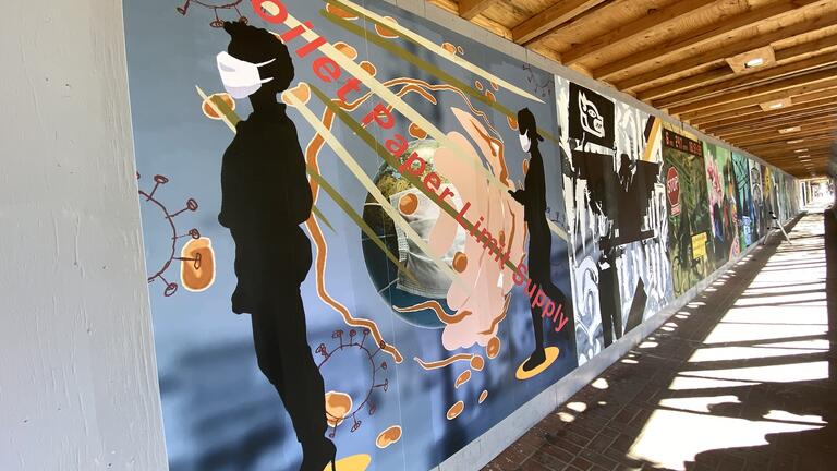 Part of the mural students created