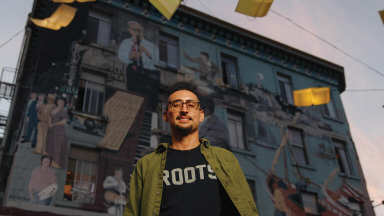 Alan Chazaro in front of City Light Books