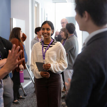 Student listening at a Career Services event