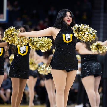 USF cheerleaders performing.