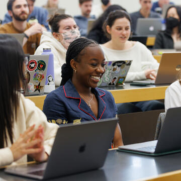 Law student in class