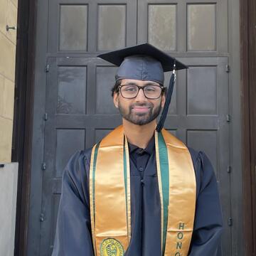 Student wearing graduation cap