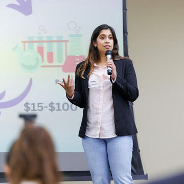 Student presenting at Startup Summit