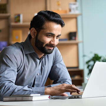 Young professional working on laptop