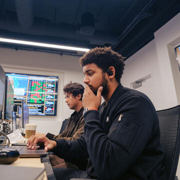 Students working on computers.