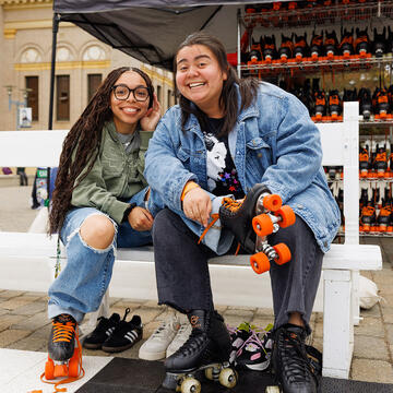 students with roller skates