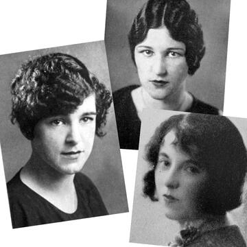 Photos of the first three women graduates of the school