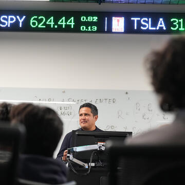 professor teaching in classroom