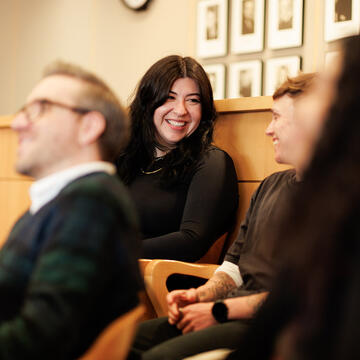students taking a class in the law moot court