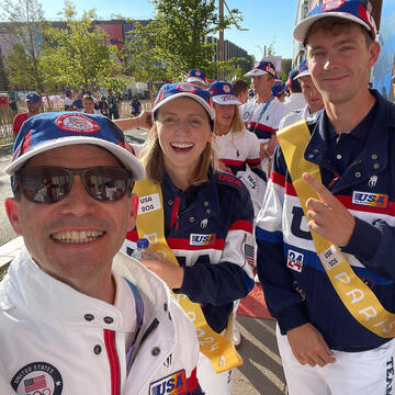 Rocky Harris with Katie Ledecky at Olympics Closing Ceremony
