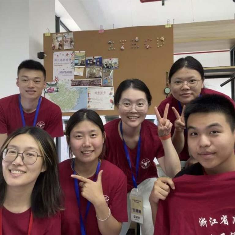 Students wearing red shirts