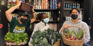 Students at the food pantry