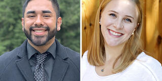 Headshots of Renato Flores and Clara Murphy